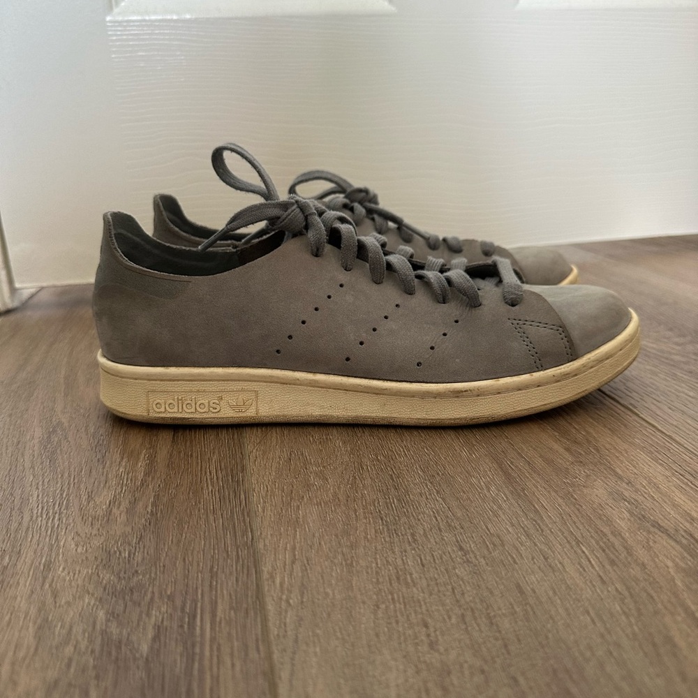 Adidas Gray Stan Smith Sneakers with Suede Upper
